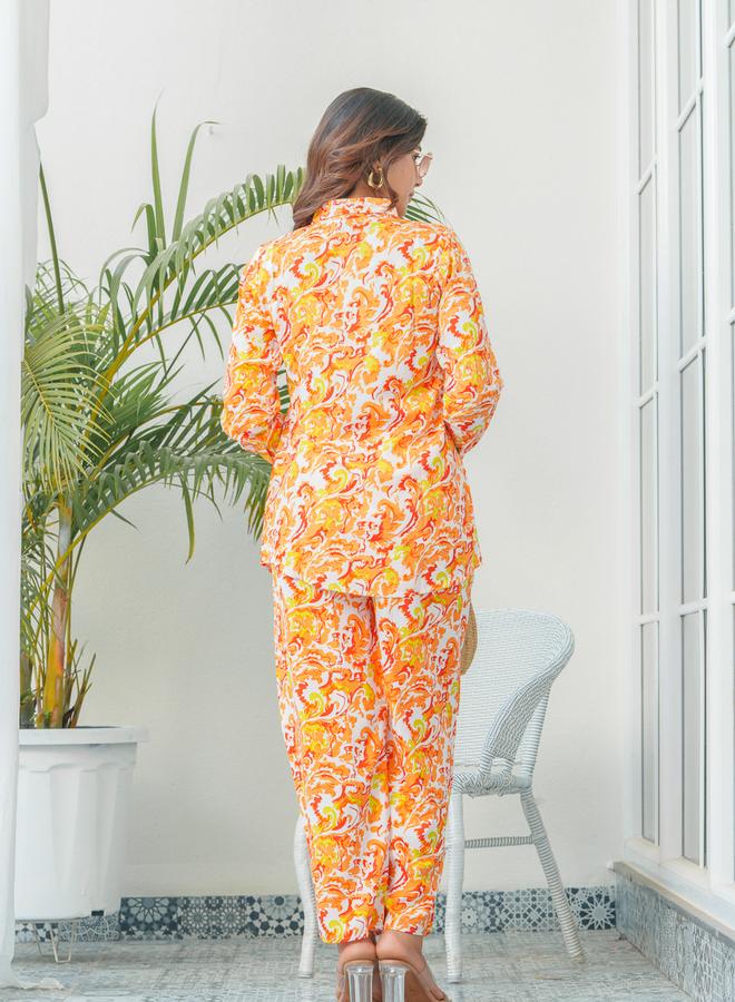 دي دبليو طقم منسق من قميص وبنطال بطبعة زهور للنساء - Image 4